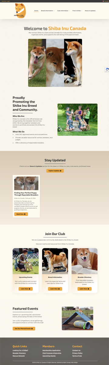 Shiba Inu Canada website screenshot